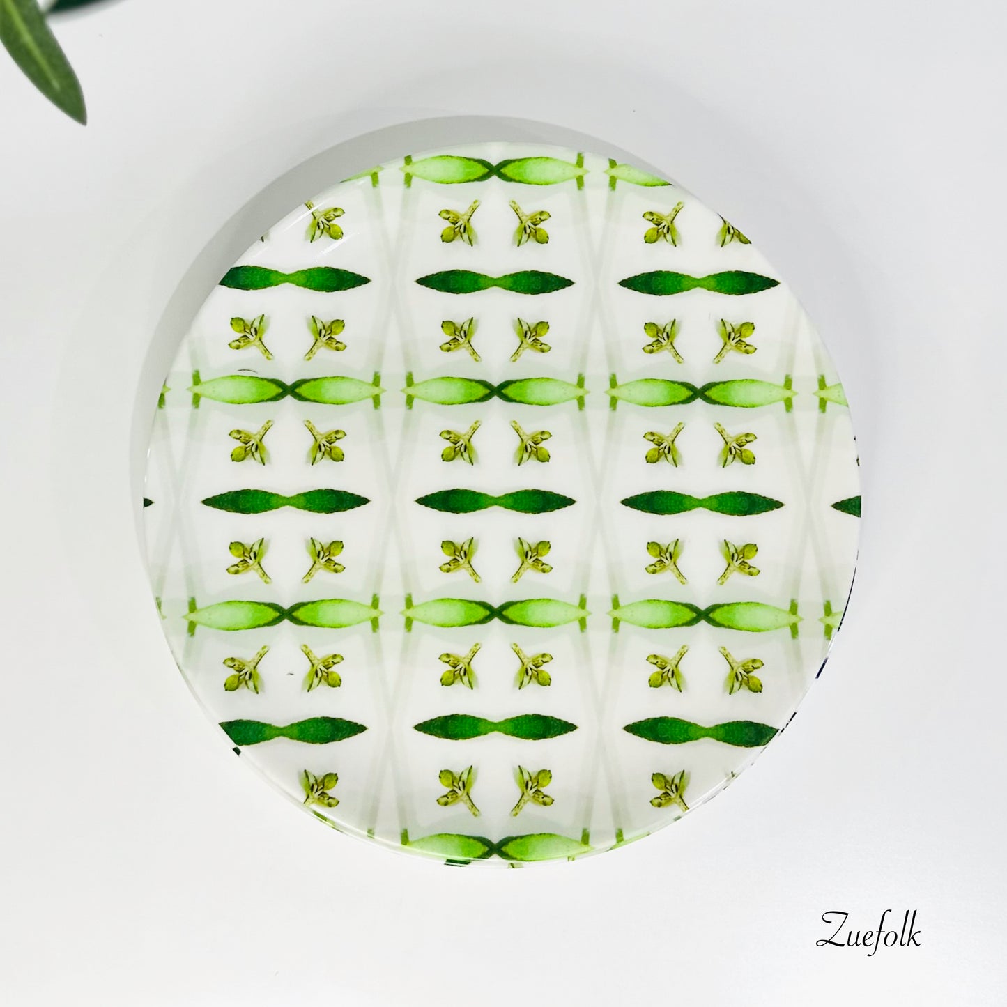 Gumleaf Green Dinner Plate.  Hand- made on Bone China