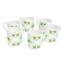 Gumleaf Green Mugs (set of 6). Green Bone China Coffee Mug Set. 