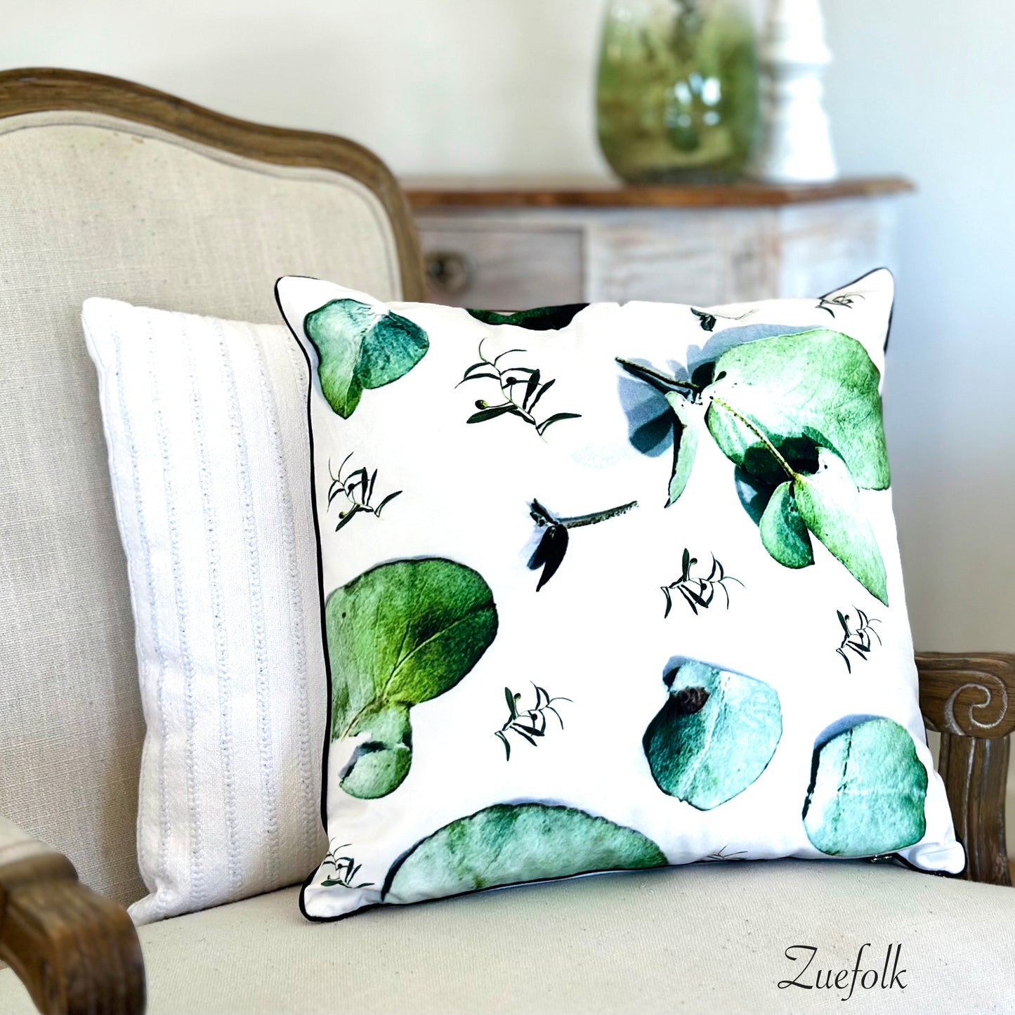 Gumleaf Green Velvet Cushion and Cushion cover, vibrant, playful, yet luxurious. This cosy soft velvet piece will freshen and brighten up your furnishings. (Front View)