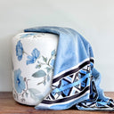 Blue Hibiscus Pouffe Ottoman Round