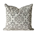 Decorative  velvet cushion with black and grey pattern on white background
