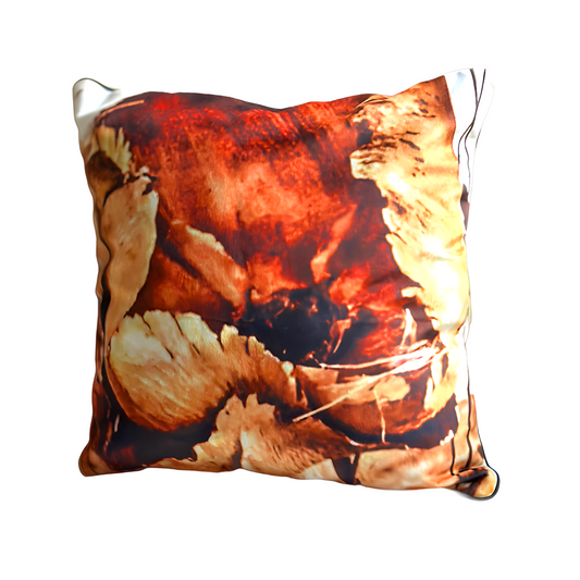 Velvet Shimmer Cushion and cushion cover. Vibrant Copper palm. 