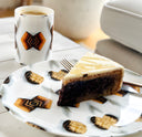Beautiful cinnamon inspired dinner and tea ware, combination of brown, beige and white patterns