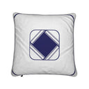 Complement your sophisticated aesthetic with this navy blue and white diamond cotton linen cushion back.
