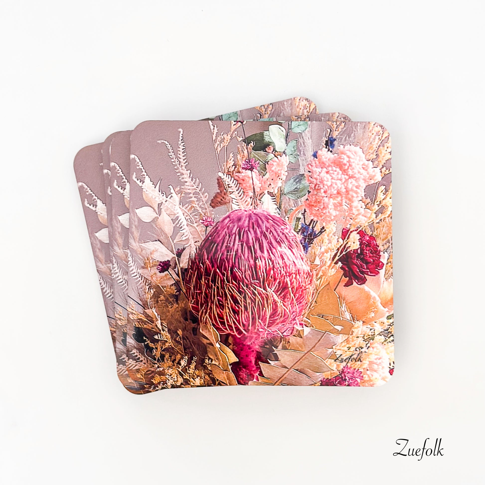 Pink Floral Coasters 10cm x 10cm ( set of 4) 