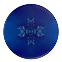 Round cobalt Blue Ottoman made with soft furnishing velour fabric.
