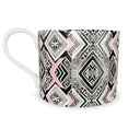 Savanna pink coffee cup/ teacup, a pink, black and grey patterned teacup side handmade with bone China