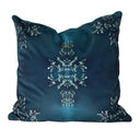 Teal Cushion and cushion cover. lux soft velvet. piped in green. A lovely statement piece for any home decor style. ( Front view ) handmade. 