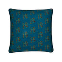 Teal and chocolate brown floral cushion, velvet , teal  cushion piping 
