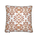 Terracotta and white velvet cushion front. 