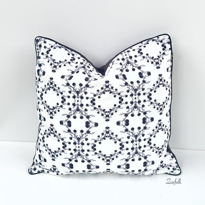 Black and white Soft Velvet luxury cushion and cushion cover. Front 