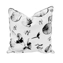 Zuko black and white cushion, hand made with soft velvet with black piping 