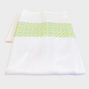Yellow and blue diamond strip towel set. microfibre and towelling blend towels.

