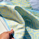 Yellow and blue diamond towel microfibre and towelling blend.