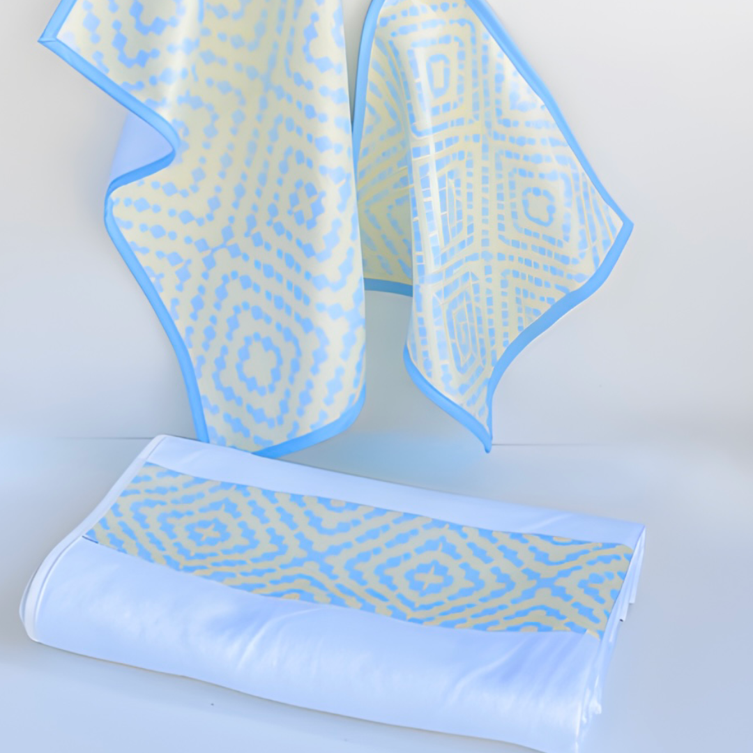 Strip towel Set Yellow and Blue Diamond