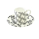 Grounded, peaceful, textured lux is what you will find in this Coffee Cup and Espresso cup and saucer Bone China ensemble.  Espresso Cup 