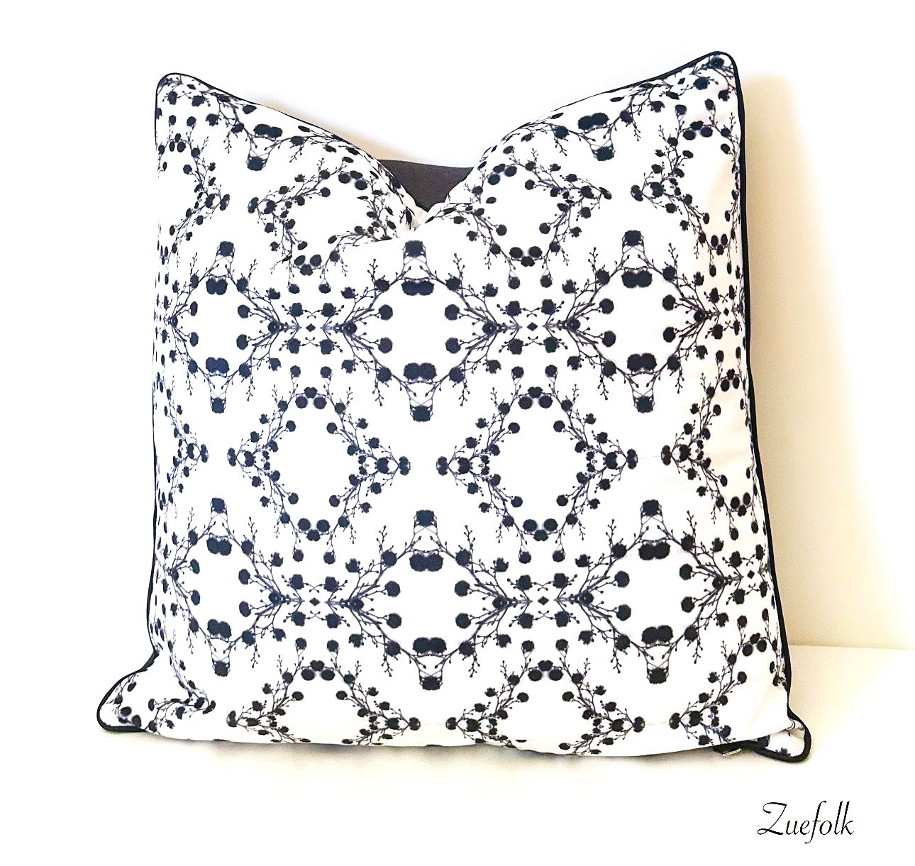 Zuko  Black and White Velvet cushion.  Stunning, classic, black and white, sophisticated and warm velvet cushion and cushion cover. ( Front View)