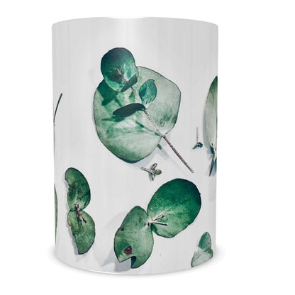 Eucalyptus Green Coffee Mug Set. Perfect for outdoor gatherings or elegant indoor settings, the vibrant gum leaf design on a classic cup adds a touch of nature to any table. ( front view)